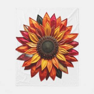 Patchwork Sunflower in Sunset Colours Fleece Blanket
