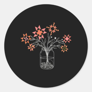 Patchwork sy Jar Funny Quilt Block Flower Classic Round Sticker