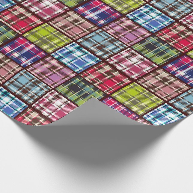 Patchwork Tartan Plaid | Scottish Fabric Style Wrapping Paper (Corner)