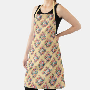Patchwork Teacup with Whimsical Flowers Apron