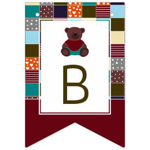 Patchwork Teddy Bear, Baby Shower Bunting