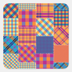 Patchwork textile: seamless vintage pattern. square sticker