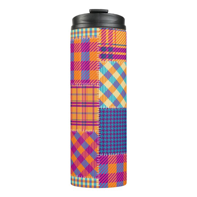 Patchwork textile: seamless vintage pattern. thermal tumbler (Front)
