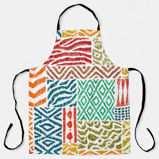 Patchwork Textures: Hand-Drawn Animal Print Apron (Front)