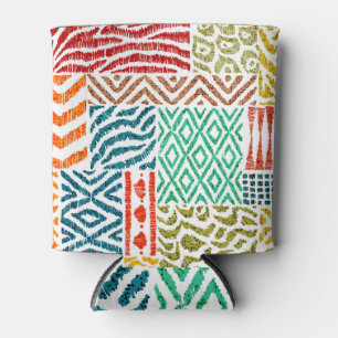 Patchwork Textures: Hand-Drawn Animal Print Can Cooler