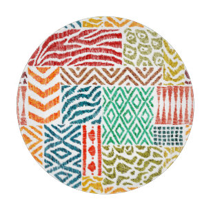 Patchwork Textures: Hand-Drawn Animal Print Cutting Board