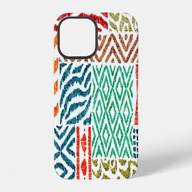 Patchwork Textures: Hand-Drawn Animal Print iPhone Case (Back)