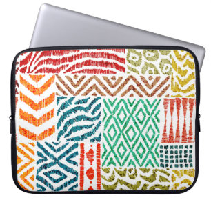 Patchwork Textures: Hand-Drawn Animal Print Laptop Sleeve