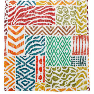 Patchwork Textures: Hand-Drawn Animal Print Shower Curtain