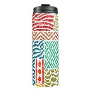 Patchwork Textures: Hand-Drawn Animal Print Thermal Tumbler