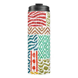 Patchwork Textures: Hand-Drawn Animal Print Thermal Tumbler