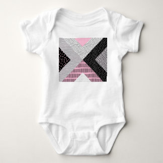 Patchwork tiles, freehand drawing pattern. baby bodysuit