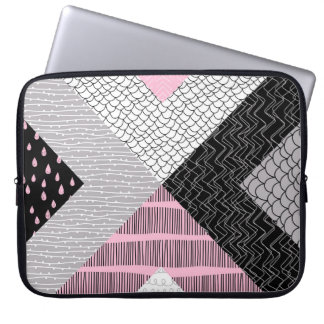 Patchwork tiles, freehand drawing pattern. laptop sleeve