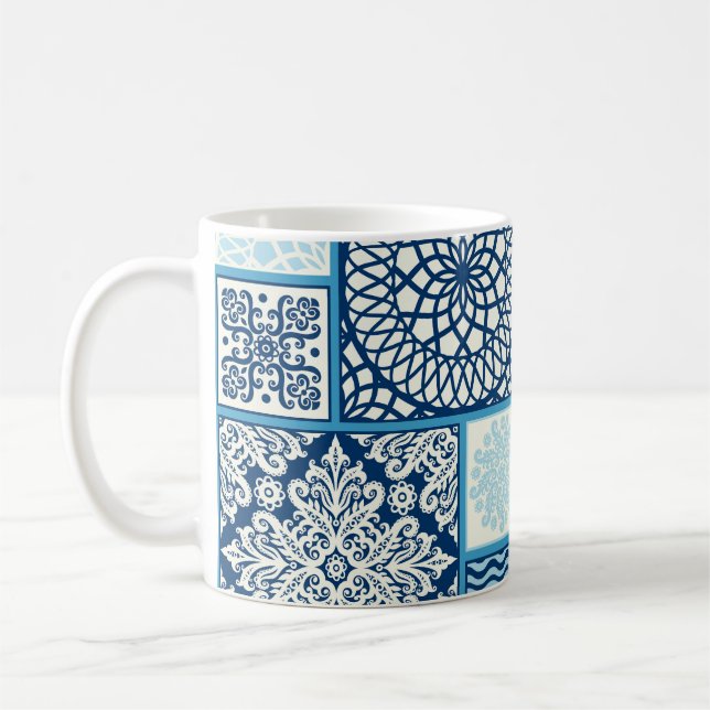 Patchwork tiles, seamless background. coffee mug (Left)