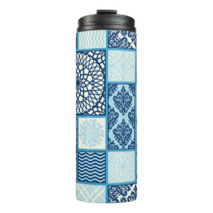 Patchwork tiles, seamless background. thermal tumbler