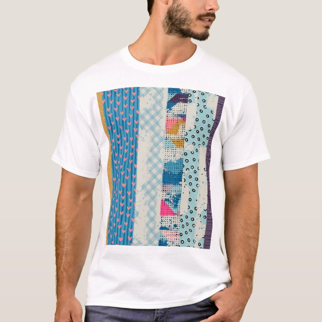 Patchwork Tiles Seamless Pattern Design T-Shirt (Front)