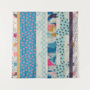 Patchwork Tiles Seamless Pattern Design Tapestry