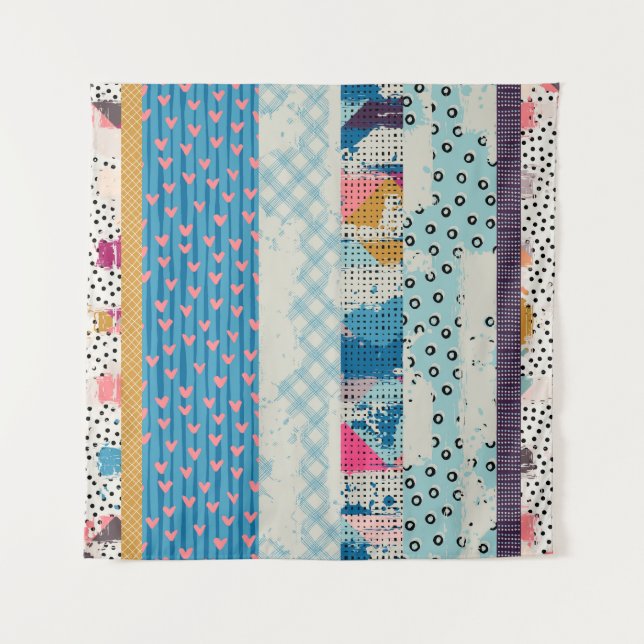 Patchwork Tiles Seamless Pattern Design Tapestry (Front)