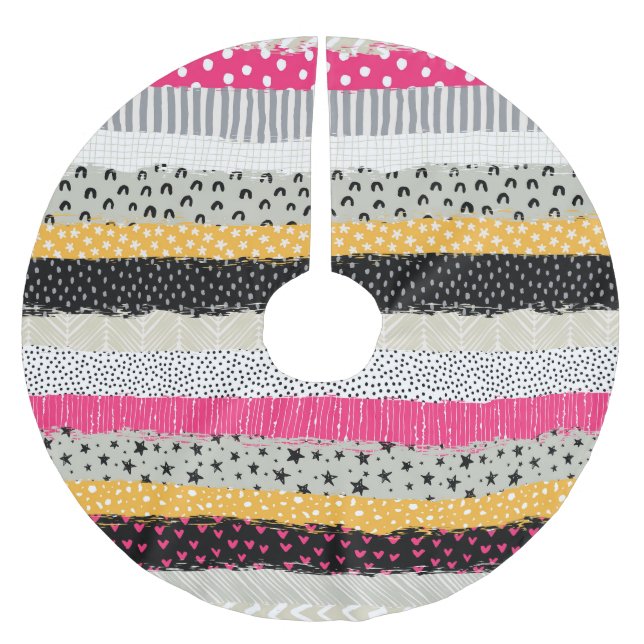 Patchwork Tiles: Versatile Seamless Design. Brushed Polyester Tree Skirt (Front)