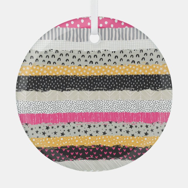 Patchwork Tiles: Versatile Seamless Design. Glass Tree Decoration (Front)