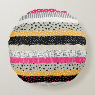 Patchwork Tiles: Versatile Seamless Design. Round Cushion