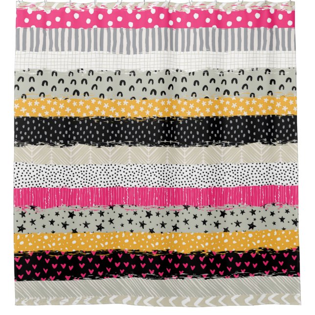 Patchwork Tiles: Versatile Seamless Design. Shower Curtain (Front)