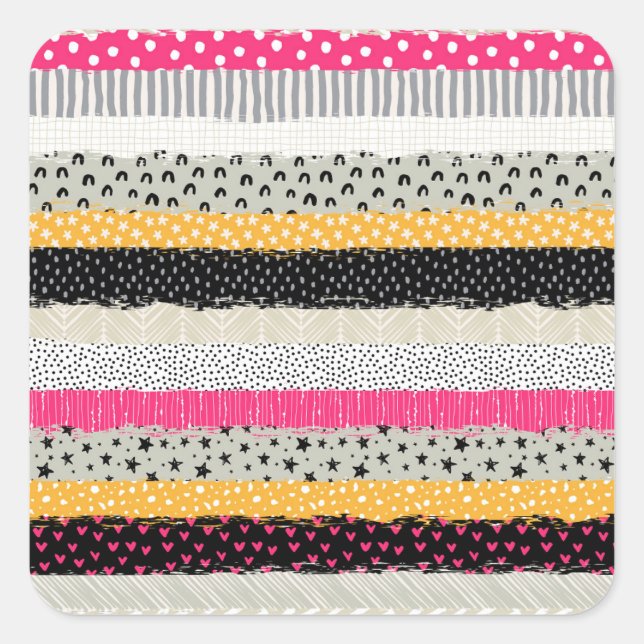 Patchwork Tiles: Versatile Seamless Design. Square Sticker (Front)