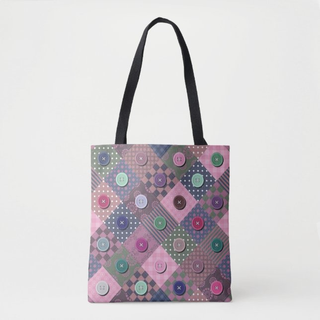 Patchwork Unique Multi-coloured Button Pattern    Tote Bag (Front)