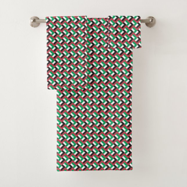 Patchwork United Arab Emirates Flag Pattern  Bath Towel Set (Insitu)