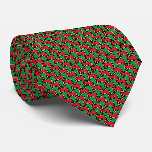 Patchwork Vanuatu Flag Pattern  Tie (Rolled)