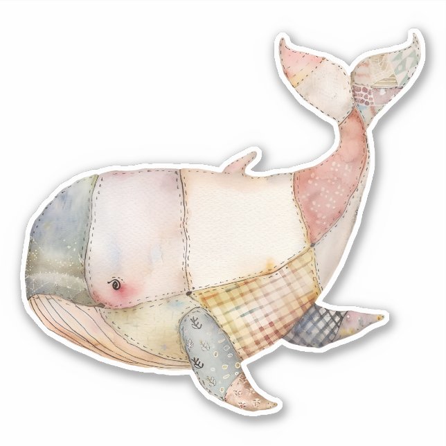Patchwork Whales Sticker (Front)