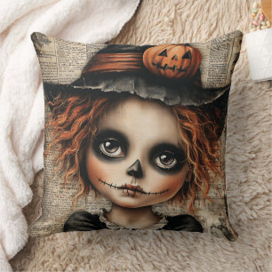Patchwork Whimsy: The Doll Who Waits in Shadows Cushion