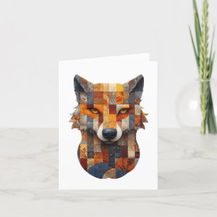 Patchwork Wolf Greetings Card
