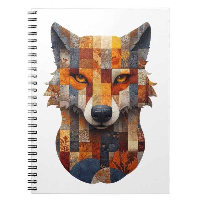 Patchwork Wolf Notebook (Front)