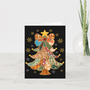Patchwork Xmas Coquette Bow Lace Merry Bright Chri Card