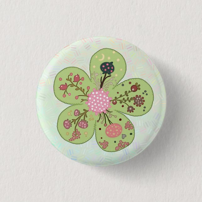 Patchworkfrühlingsblume 3 Cm Round Badge (Front)