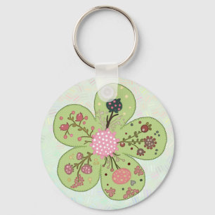 Patchworkfrühlingsblume Key Ring