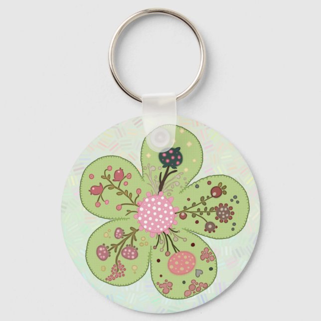 Patchworkfrühlingsblume Key Ring (Front)