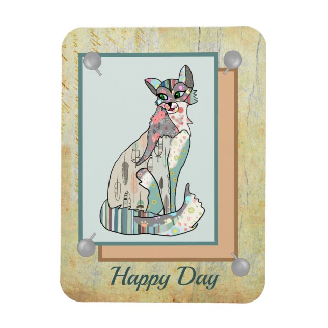 Patchworkkatze Magnet (Vertical)