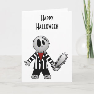 PATCHY CHAINSAW HALLOWEEN SKELETON CARD