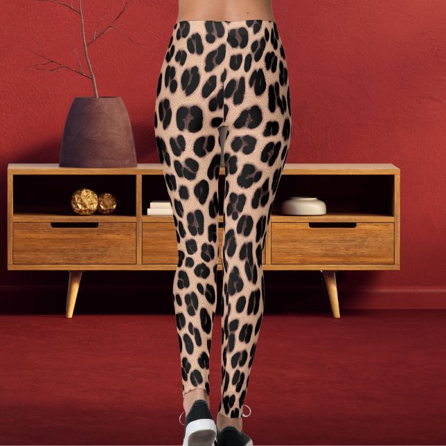 Patel Grey Orange Dark Brown Safari Leopard Print Leggings (Creator Uploaded)