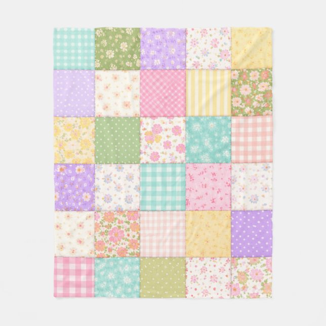 Patel Patchwork Quilt Pattern Fleece Blanket (Front)