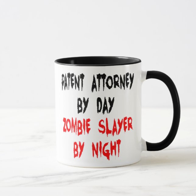 Patent Attorney Zombie Slayer Joke Mug (Right)