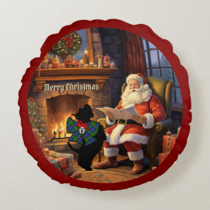 Paterson Scottie Dog/Santa Personalised Xmas Round Cushion