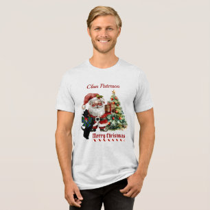 Paterson Scottie Dog Xmas Personalised Tri-Blend Shirt