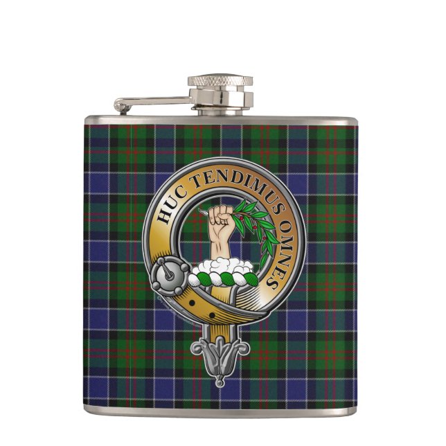 Paterson Tartan & Badge Hip Flask (Front)