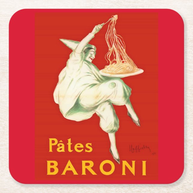 Pates Baroni Cappiello Vintage Advertisement Square Paper Coaster (Front)