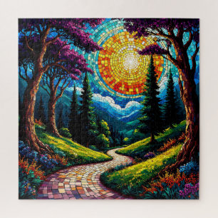 Path and Vibrant Sunlit Scenery Jigsaw Puzzle
