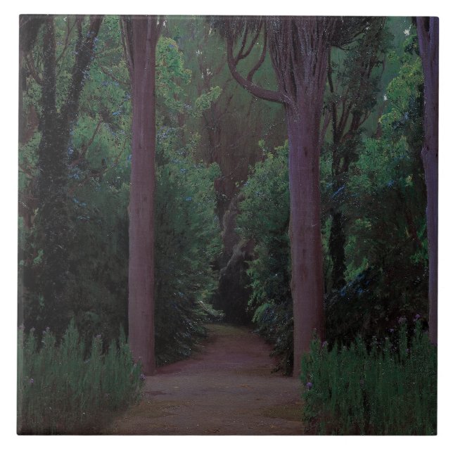 Path in a Park (by Santiago Rusiñol) Ceramic Tile (Front)