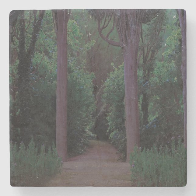 Path in a Park (by Santiago Rusiñol) Stone Coaster (Front)
